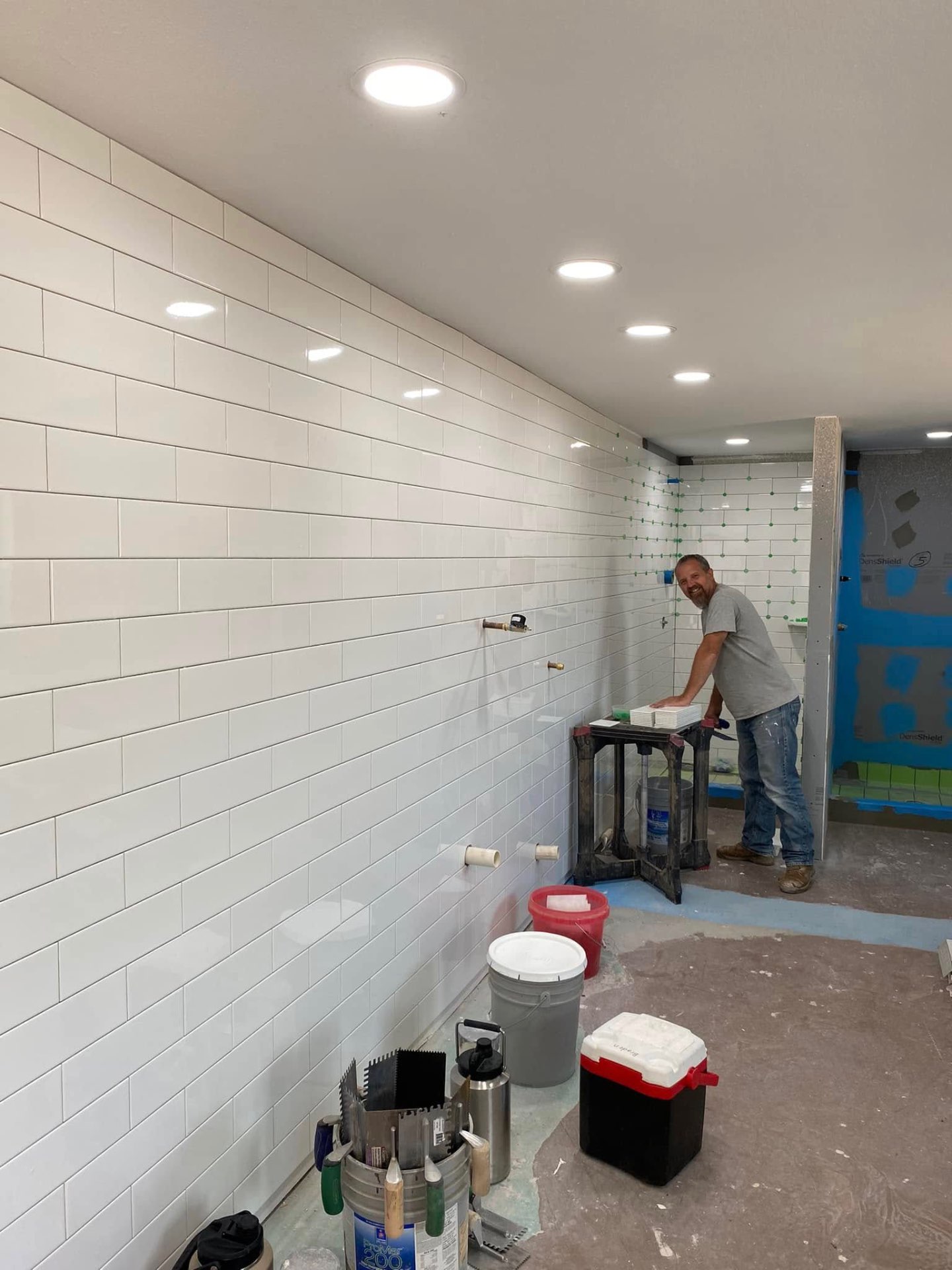 Custom subway tile interior finish work